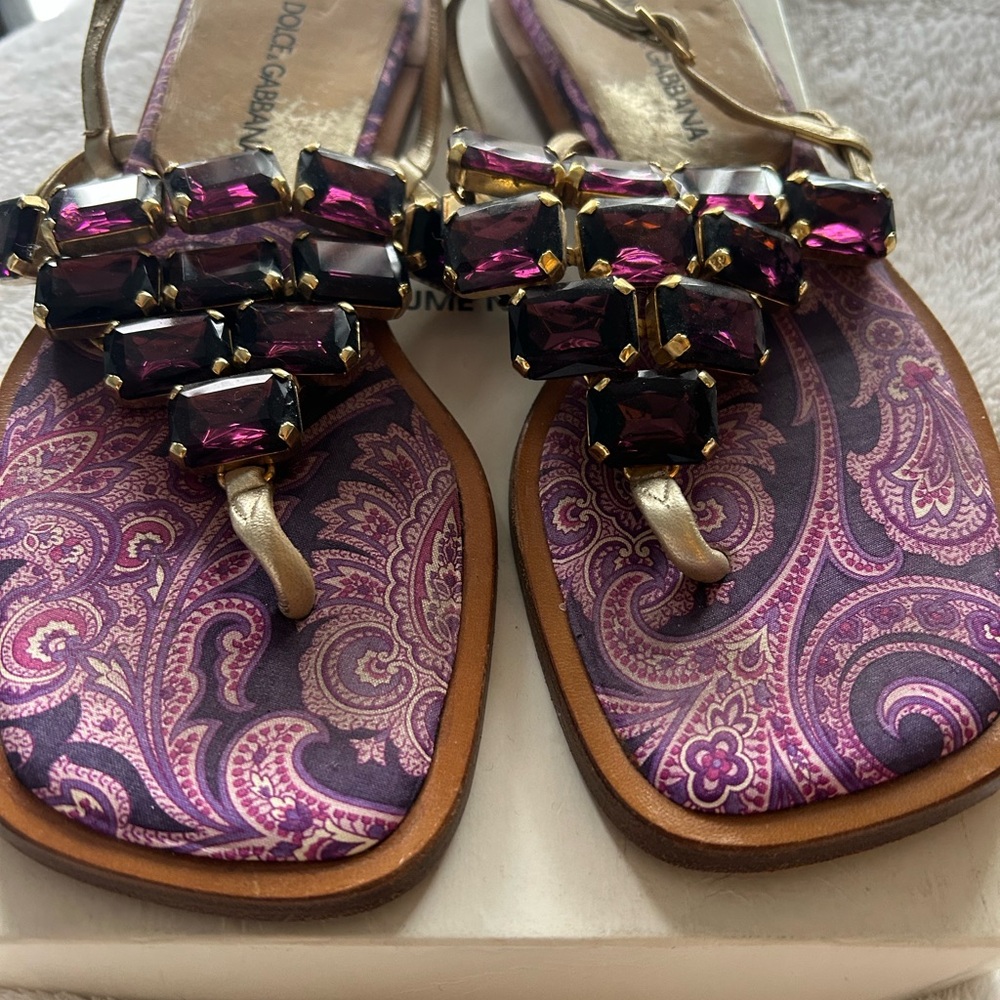 Dolce & Gabbana Purple Paisley Sandals